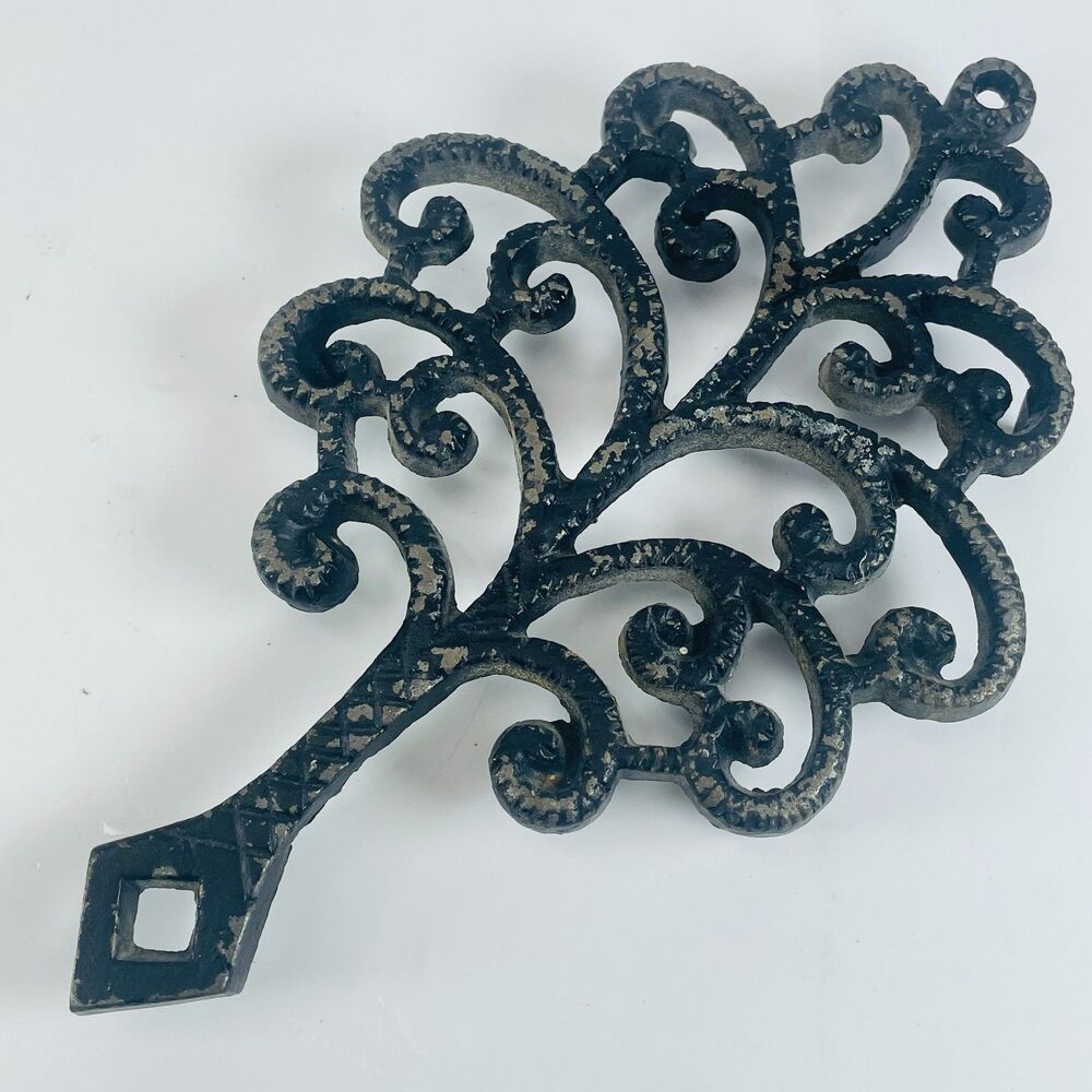 Vintage Virginia Metalcrafters Cast Iron Family Tree Trivet Black Farmhouse MCM